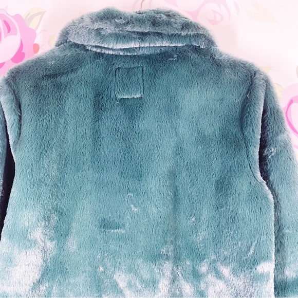 NEW Abercrombie & Fitch Jacket XS Teal Green Faux Fur Half Zipper Pullover XS - Picture 7 of 11